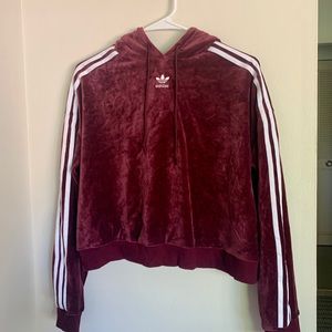 Adidas burgundy velvet hoodie M